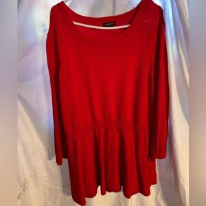 Lane Bryant Bright Red Knit Sweater with Peplum Detail